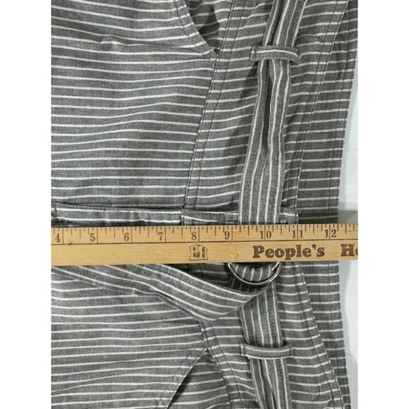 Sundance Womens Pants Size 8 (32x31.5) Linen Blend Gray Striped Belted Wide Leg - Picture 9 of 9